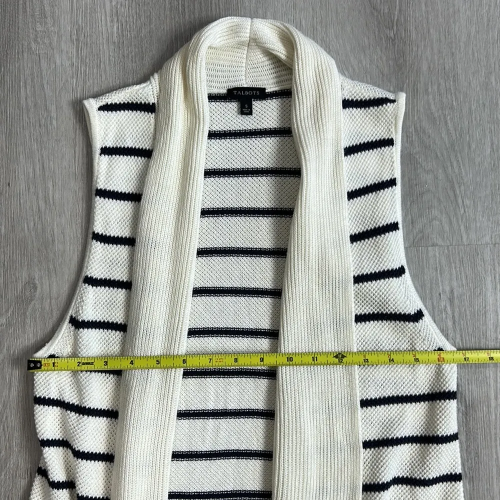 Talbots • nautical stripe sleeveless duster sweater vest with pockets - Image 6