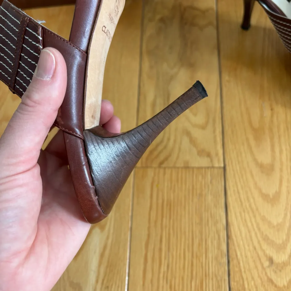 Claudia Ciuti Women's Brown Sandals‎ Heels 9M Made in Italy Leather Size 9 - Image 5