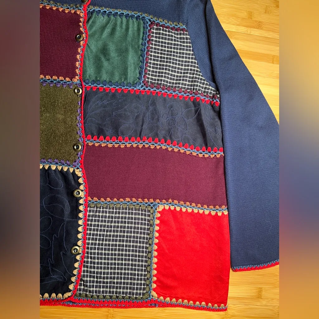 Allison Daley knitted Hippie Patchwork Long Sleeve Granny Cardigan Sweater|Sz:2x - Image 12