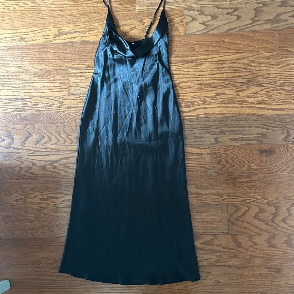 Women's Satin Maxi Slip Dress Size XS Black Cocktail Special Occasion Dress - Image 2