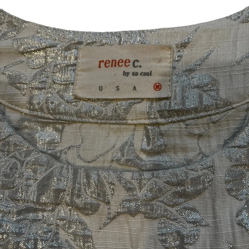 Renee C by So Cool Pullover Mod Tunic Mini Dress Ivory Metallic - Image 11