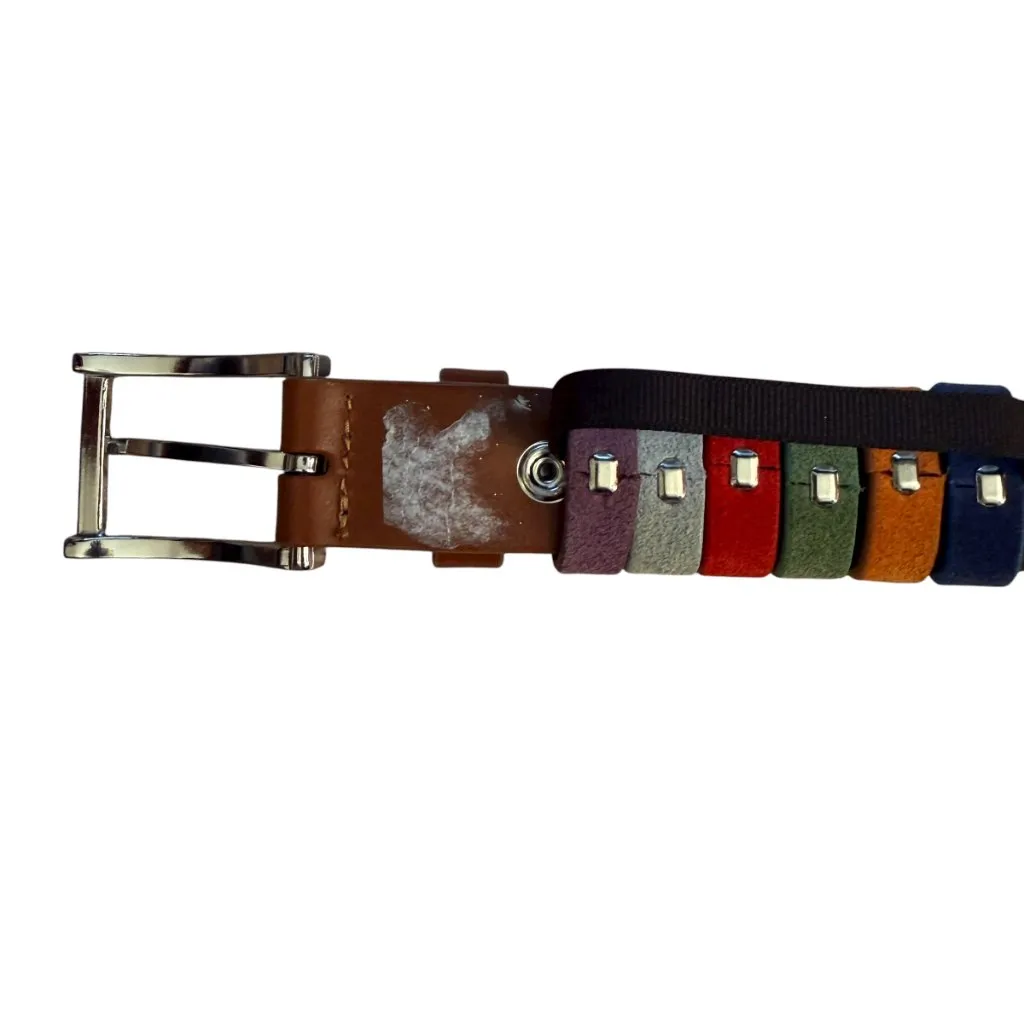 Johnston & Murphy brown leather belt with multicolored belt loops 45" length - Image 7
