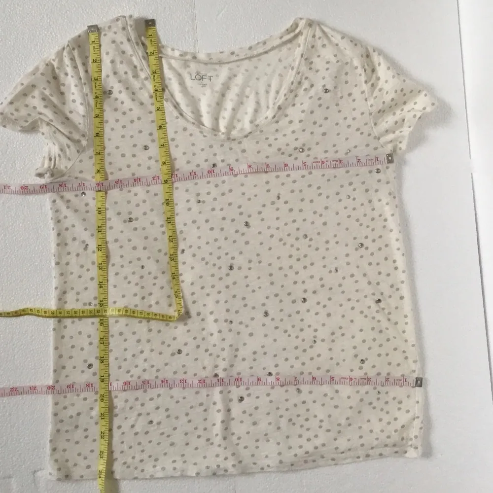 LOFT Cream Embellished Crystal Top - Image 4