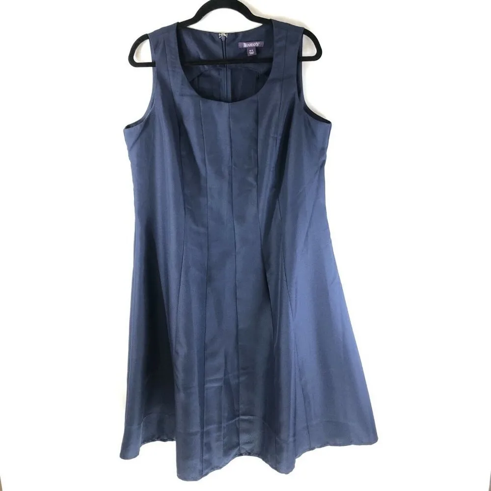 Roamans Set Outfit A Line Dress Jacket Sleeveless Scoop Neck Navy Blue Size 34W - Image 3