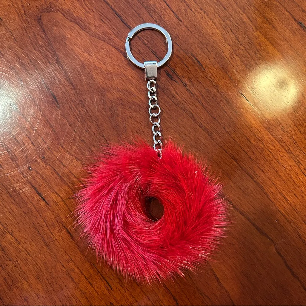 Red Faux Fur Keyring Keychain - Image 6