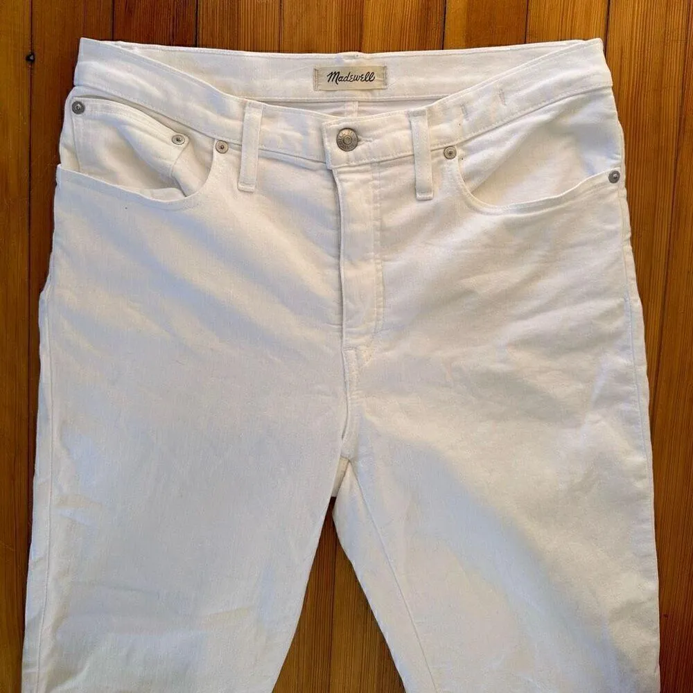 Madewell Tall Cali Demi-Boot Jeans in Pure White Raw-Hem Edition Size 30T - Image 6