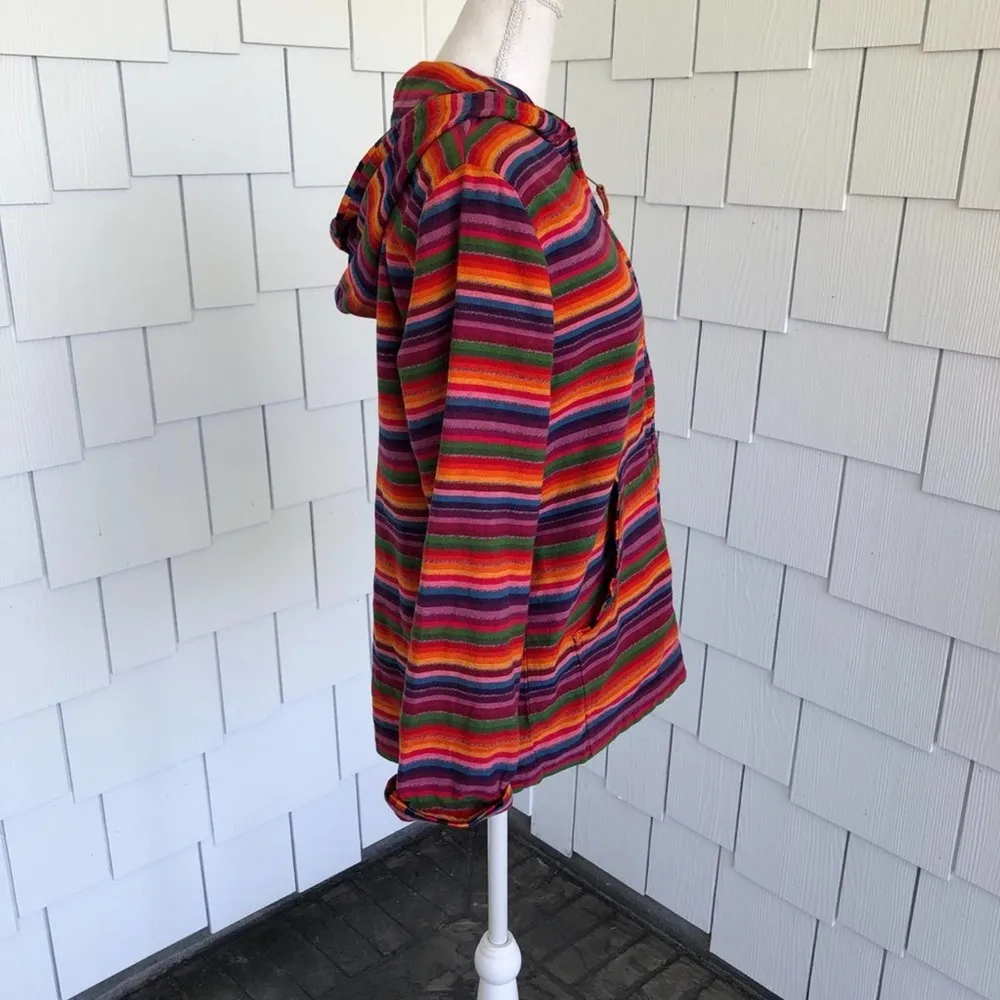 Chico's Women's Rainbow Stripe Full Zip Hooded Jacket with Pockets sz 1/US XS/S - Image 2