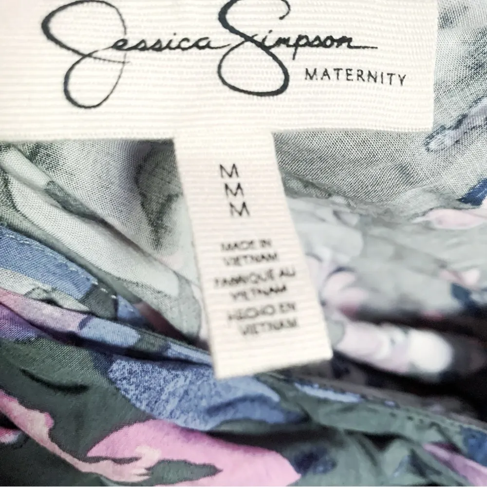 Jessica Simpson Maternity Gray Floral Maxi Dress M - Image 7