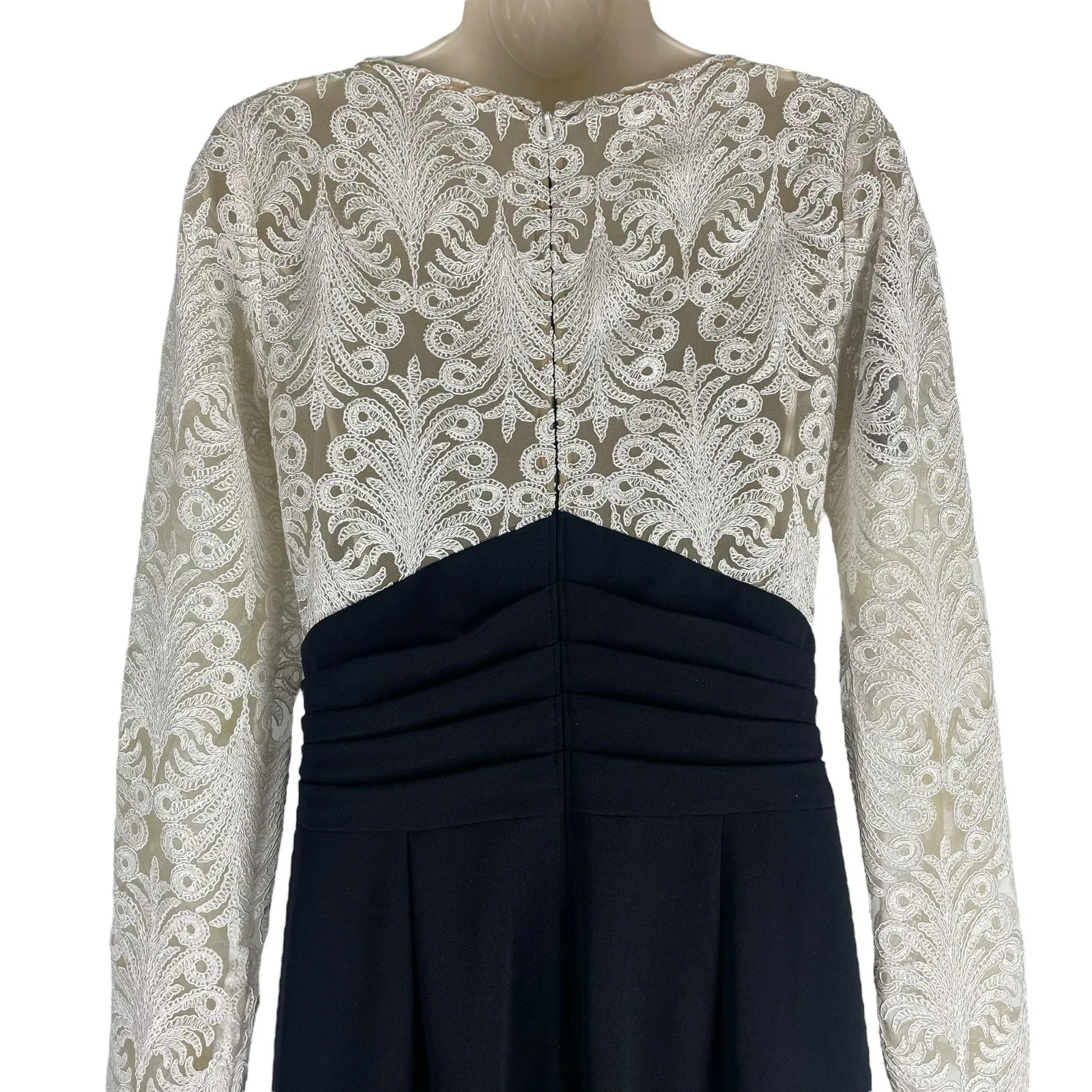 Tadashi Shoji Betton Contrast Illusion Evening Gown Ivory Black Size 6 - Image 12