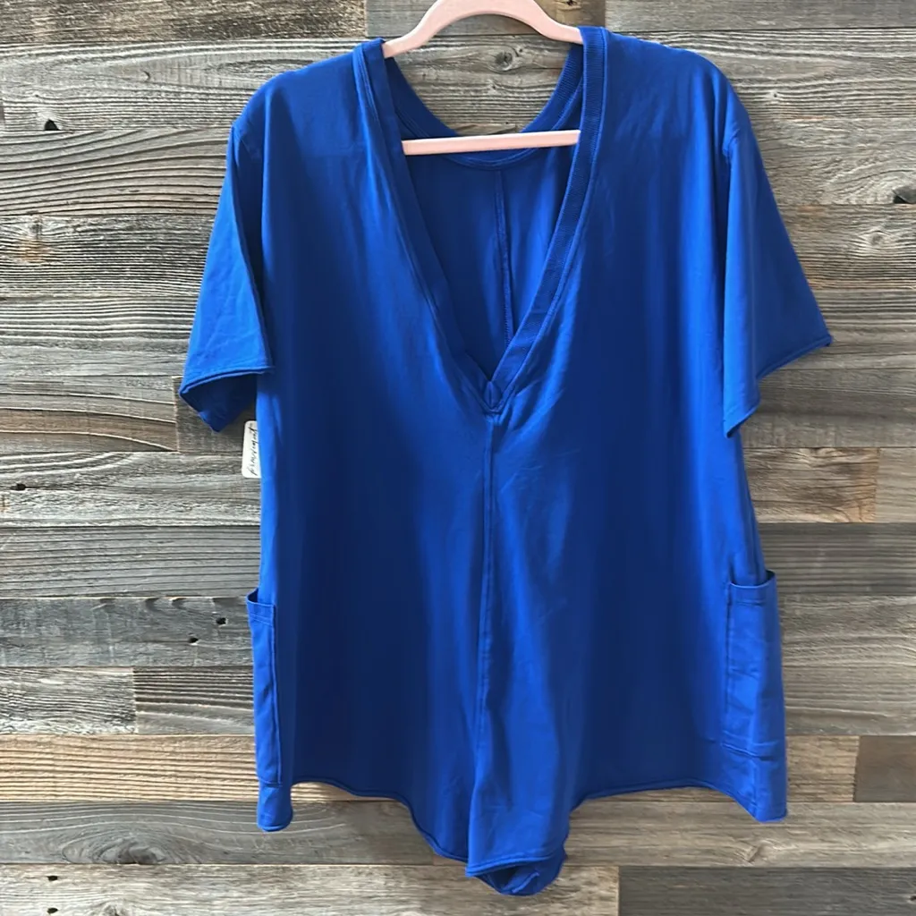 Free People Movement Hot Shot Tee Romper in Electric Shock NWT Size XS Blue - Image 7