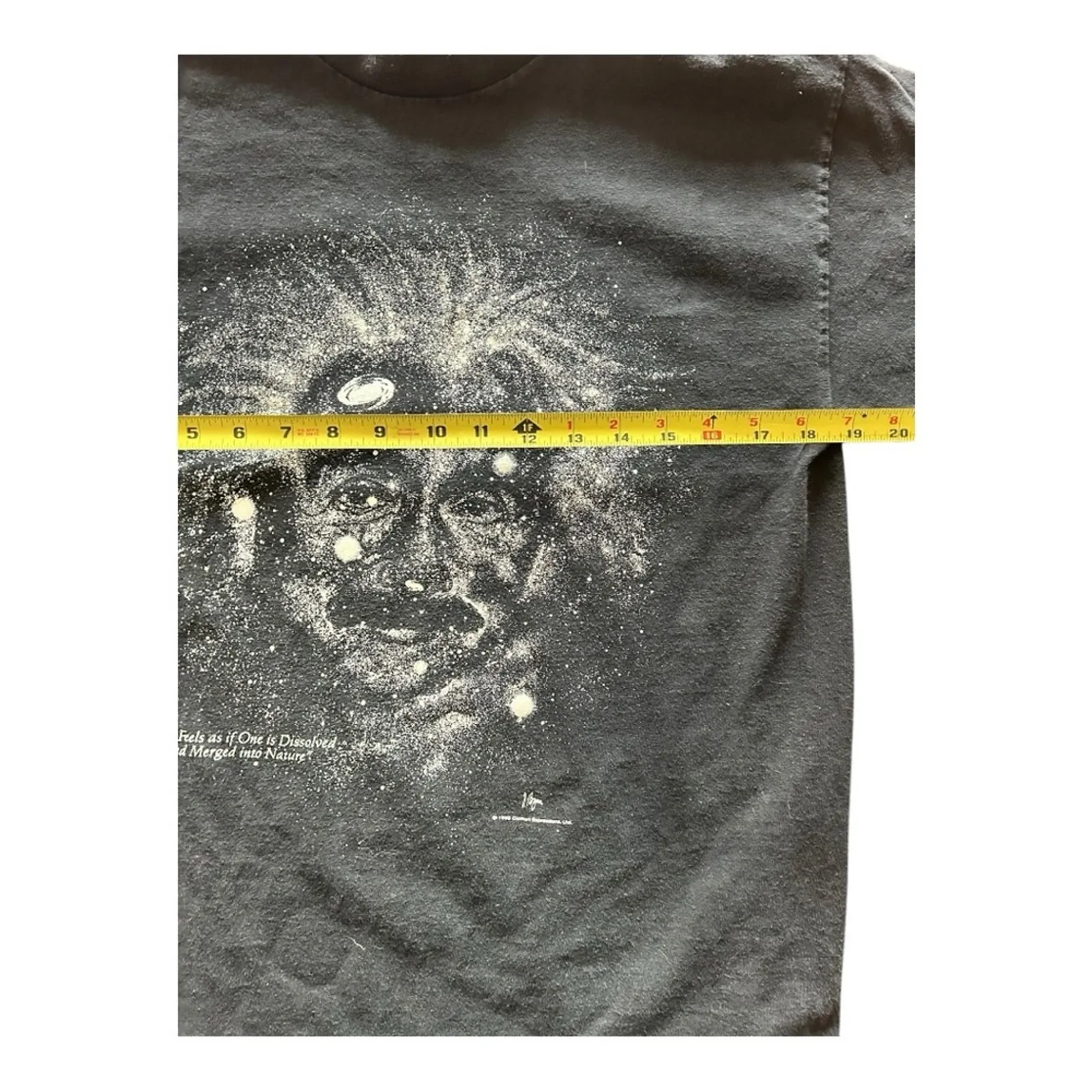 Vintage 1993 Albert Einstein Glow in the dark Galaxy Graphic T Shirt Size Medium Black - Image 6
