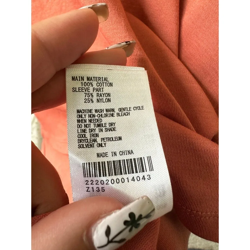 Earth Music & Ecology 100% Cotton Drop Shoulder Short Balloon Sleeve One Size Orange Size undefined - Image 6