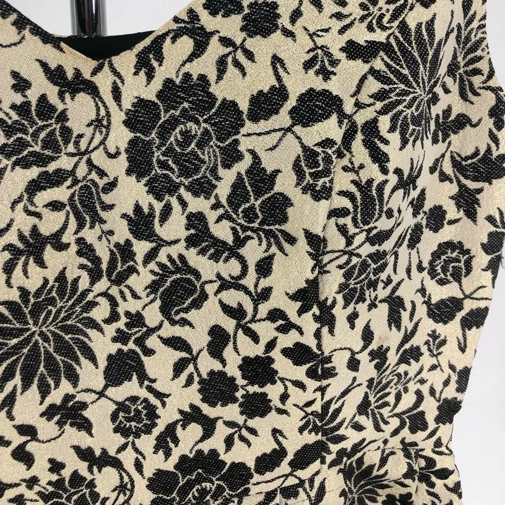 Jack by BB Dakota Gold Shimmer Black Floral Jacquard Fit & Flare Dress - Image 4