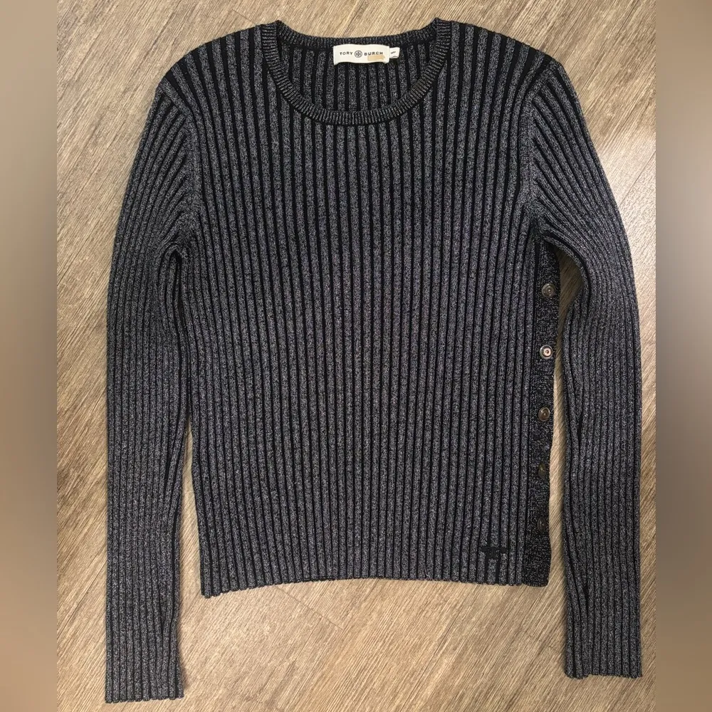 Tory Burch Lurex Merino Wool Stripe Ribbed Sweater - Sz M - MSRP $448 - Image 2