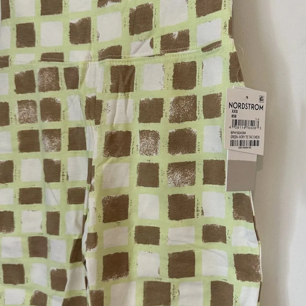 NWT bp High Waist Bike Shorts in Green Ivory Tic Tac Checkerboard - XXS - Image 5