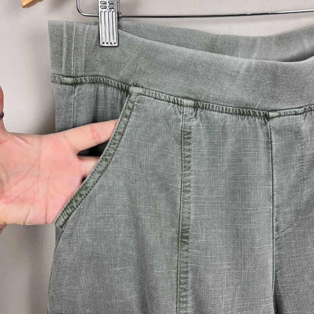 XCVI Pants Womens Large Green Gino Ankle Slit Pull On Lyocell Cotton Pockets L - Image 8