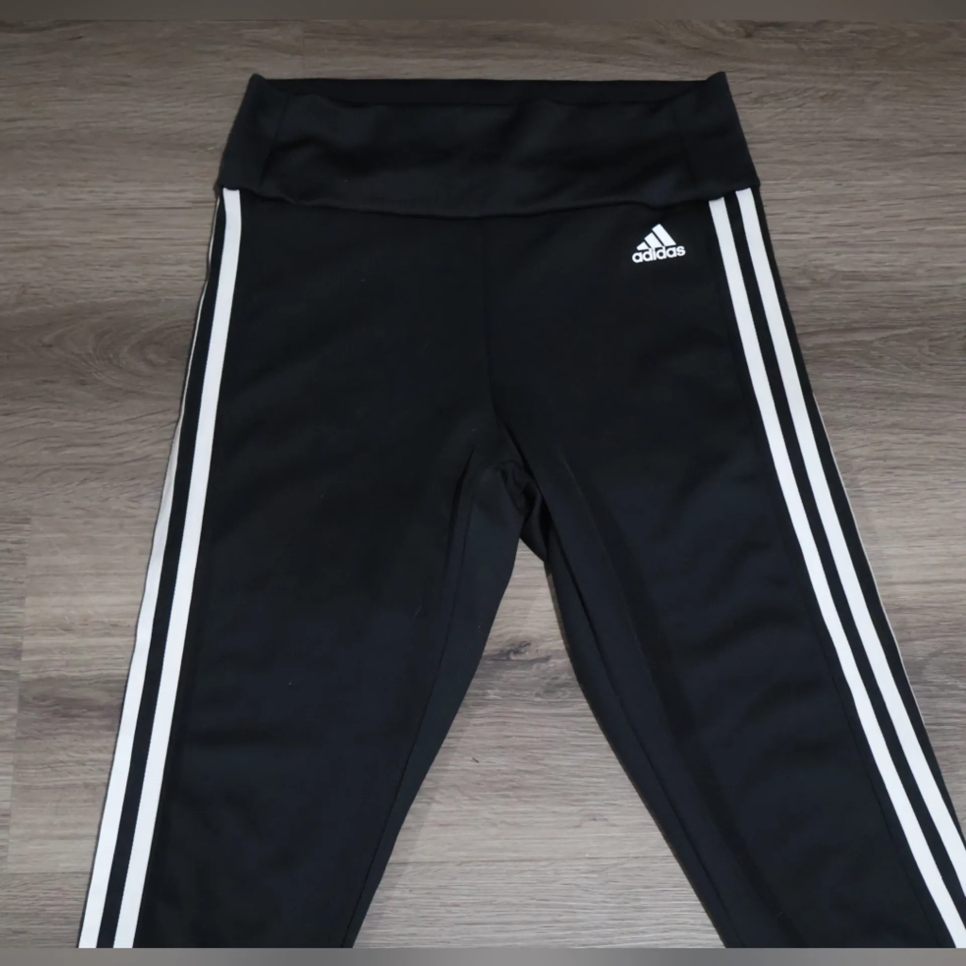 Adidas Climalite Women's Black High Waist Side Stripes Logo Active Leggings Sz M Size M - Image 2
