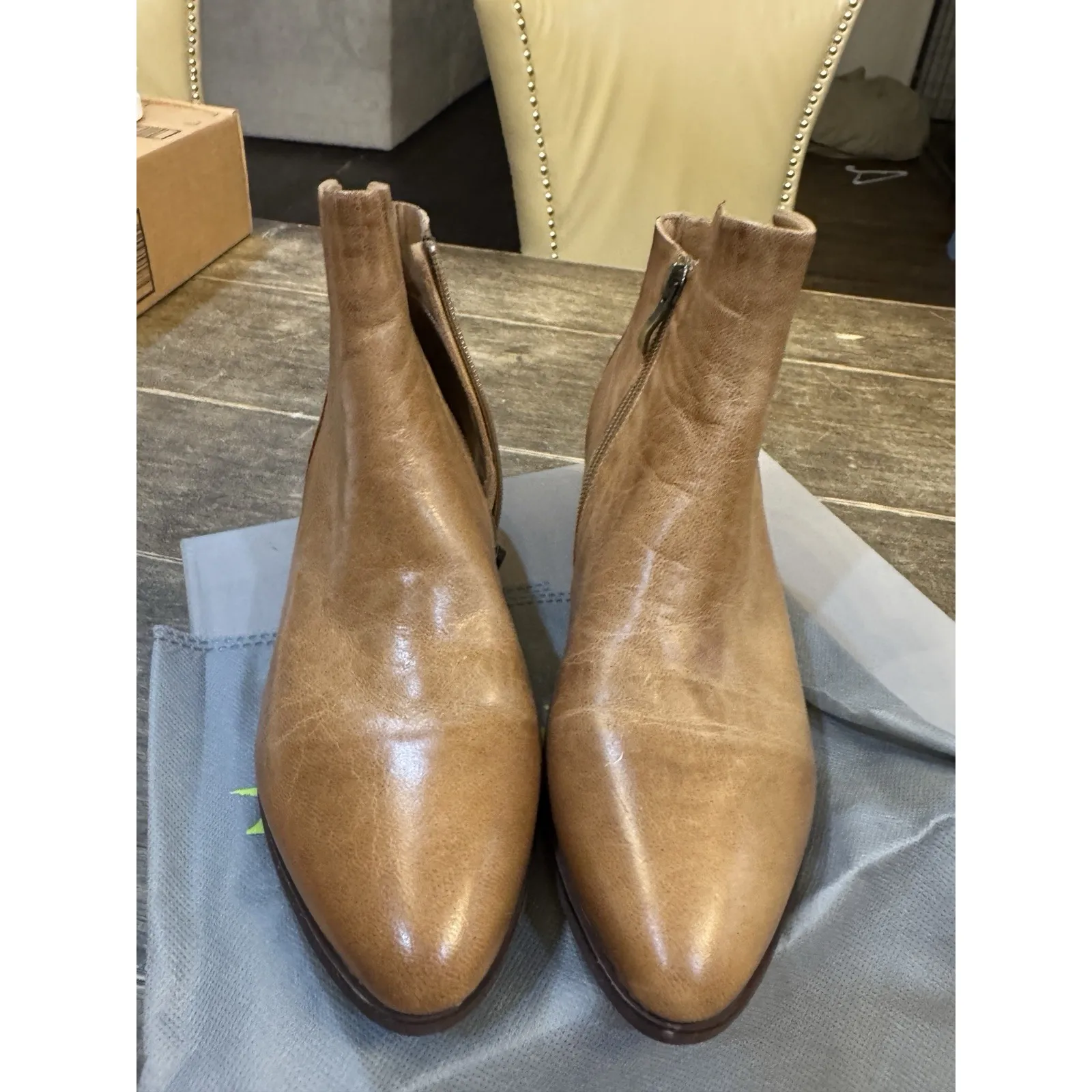 Antelope Carson Bootie Size 37 US 6-7 Taupe Brown Metallic Insert Distressed - Image 5