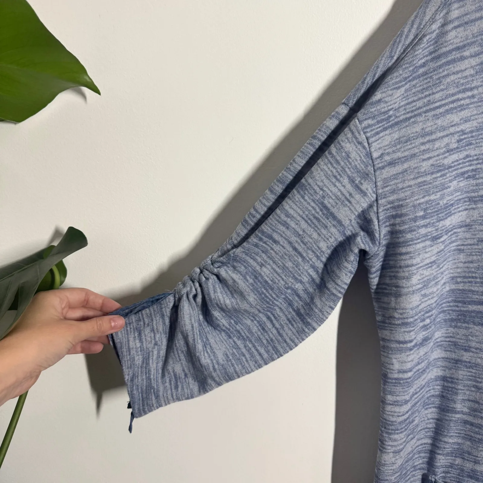 Ali Miles Top Women L Blue Dark Teal Heathered Tunic Lagenlook Minimal Modest Size L - Image 3