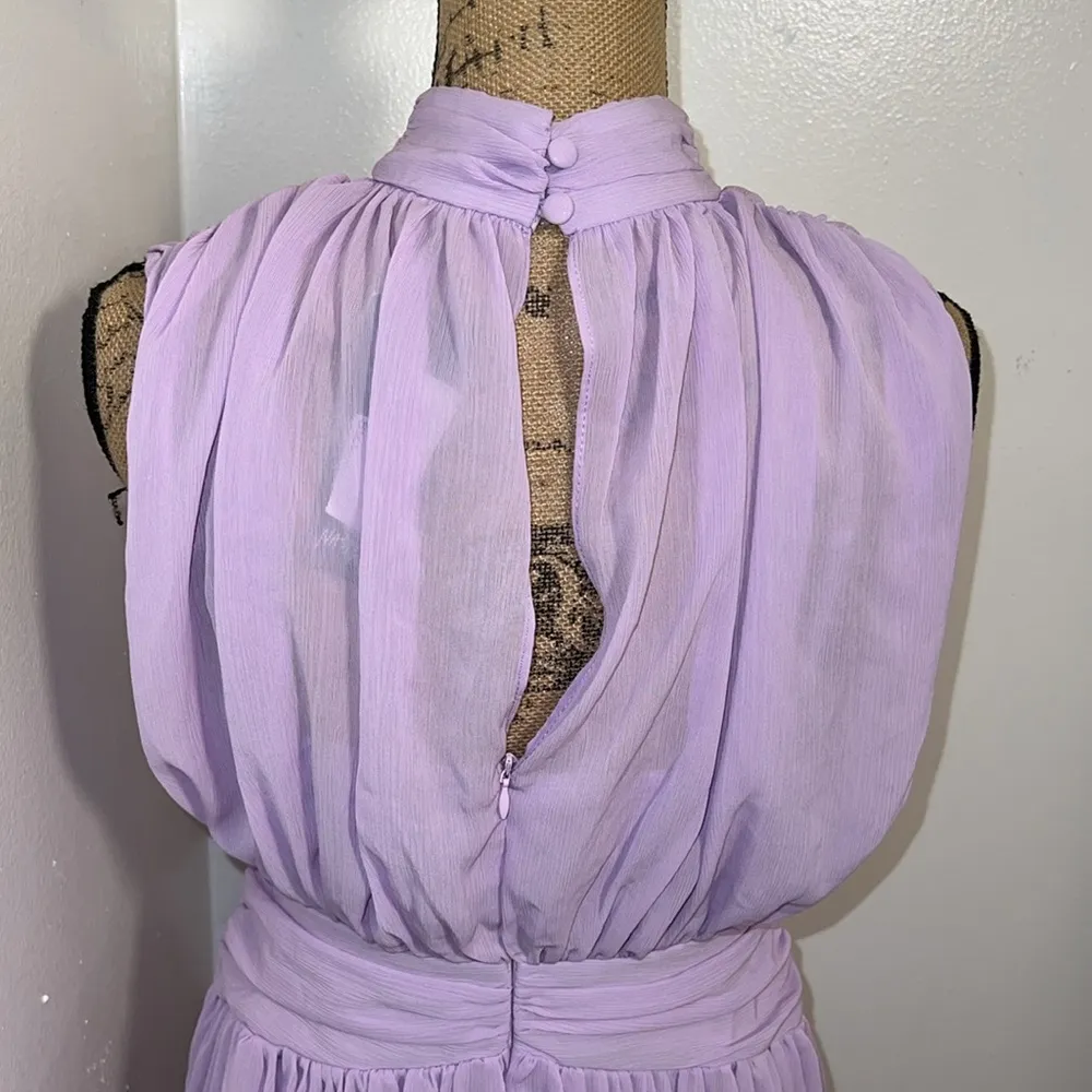 Nastygal Shirred Skirt w/ High Neck Chiffon Mini Dress - Image 13