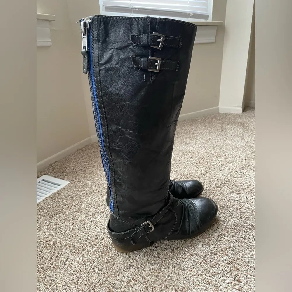 STEVE MADDEN P-Loops Knee High Boots Women’s Size  9 Leather Black Grey - Image 10