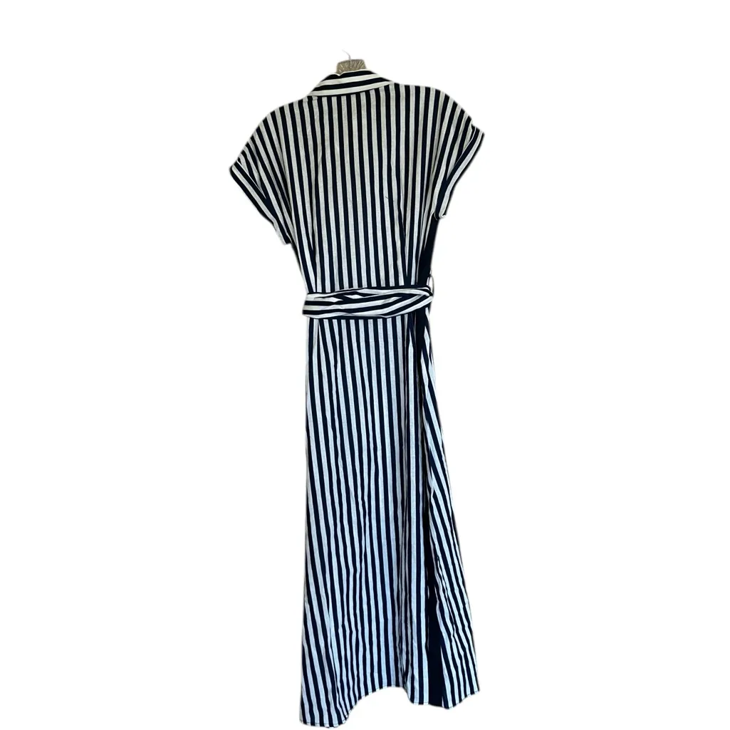 NWT ZARA  STRIPED LINEN/COTTON BLEND MIDI SHIRTDRESS  Bloggers Fave - Image 7