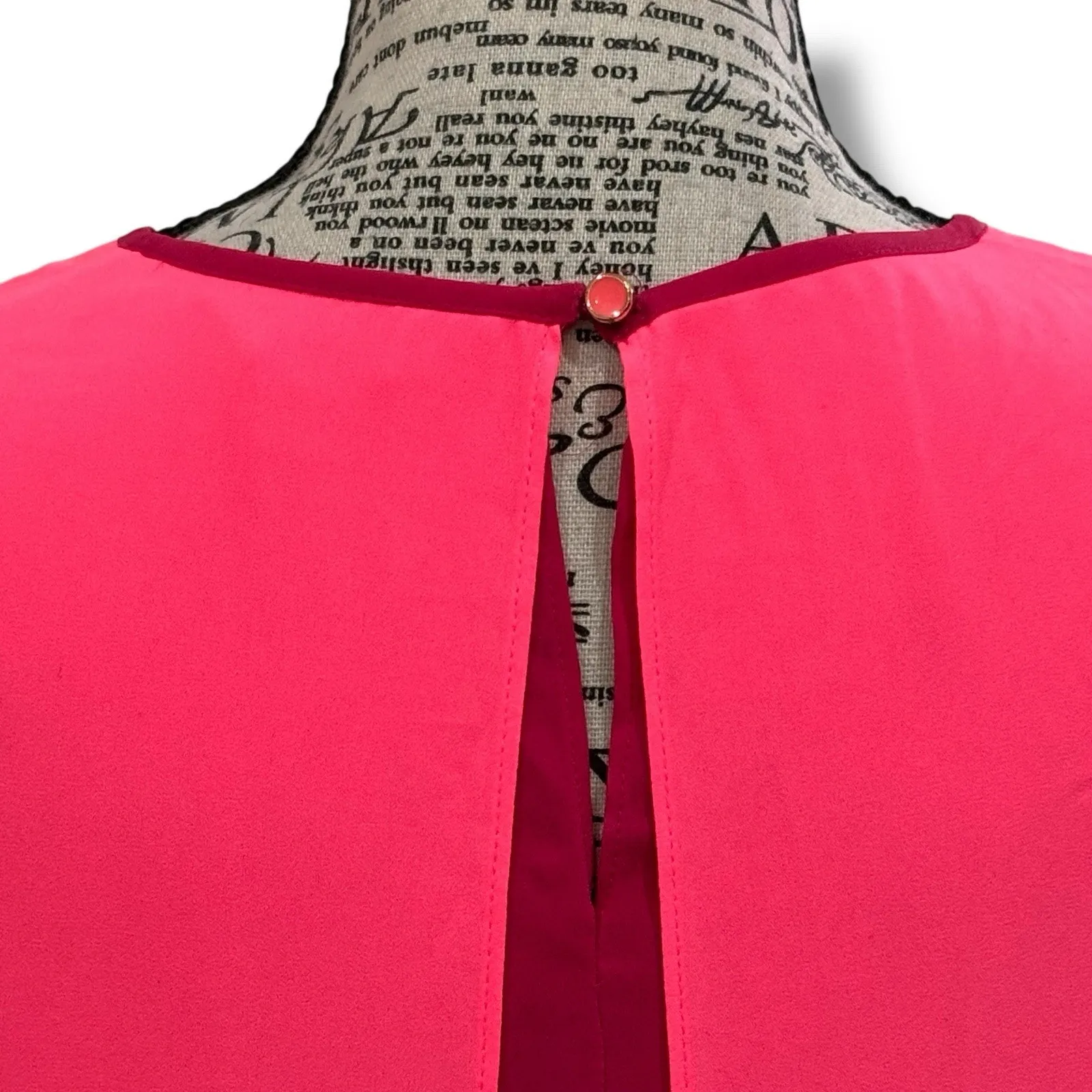 Ted Baker London Size 0 XS Alys Barbie Pink Contrast Sleeveless Blouse - Image 6