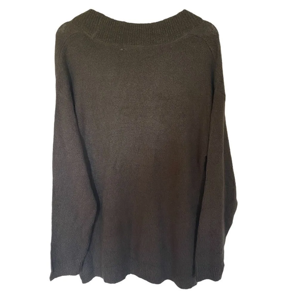 RDI Nordstrom burnt olive green v neck sweater NEW medium - Image 6