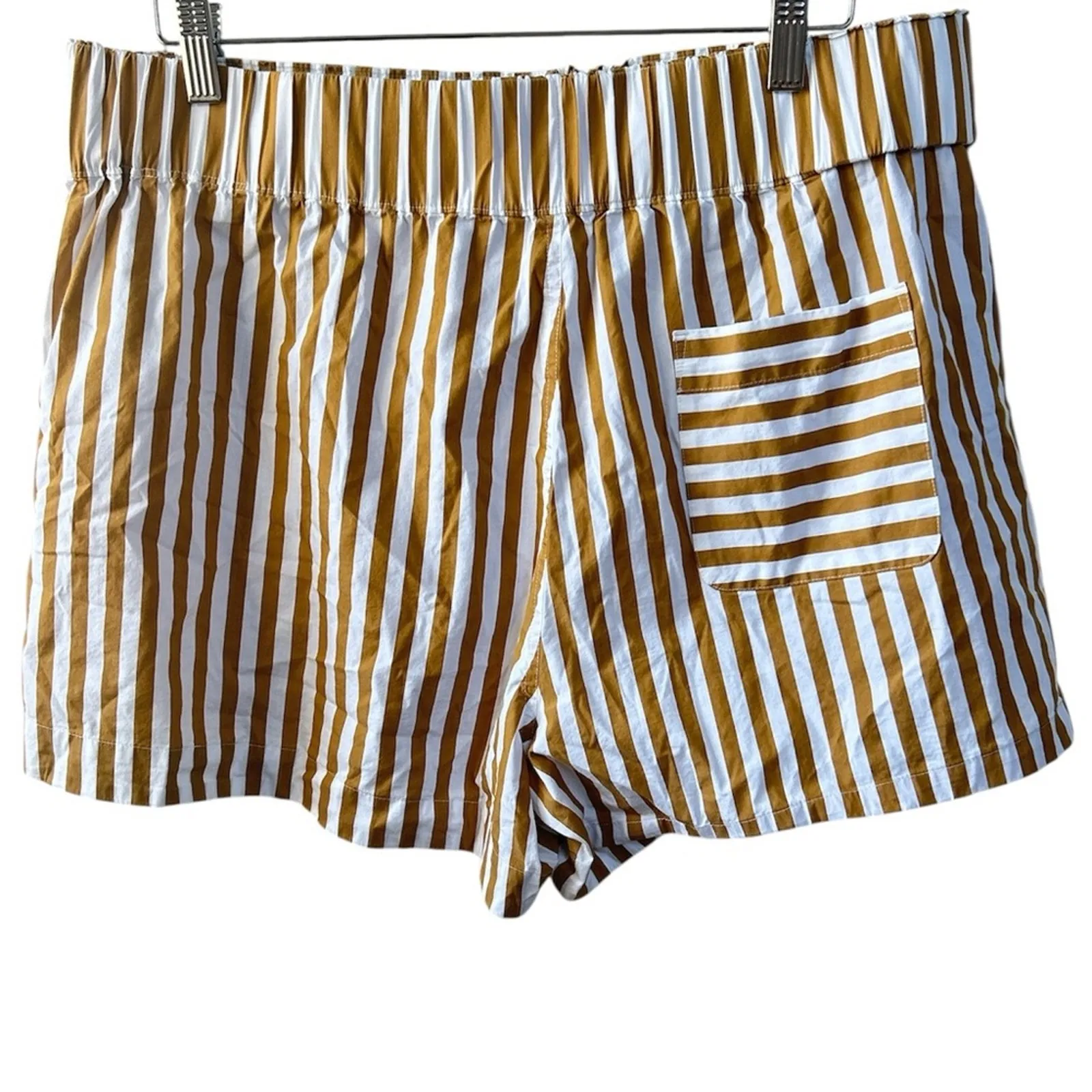 AYR Staycation Shorts Yellow & White Stripes X-Large Gently Used Preppy Retro - Image 5
