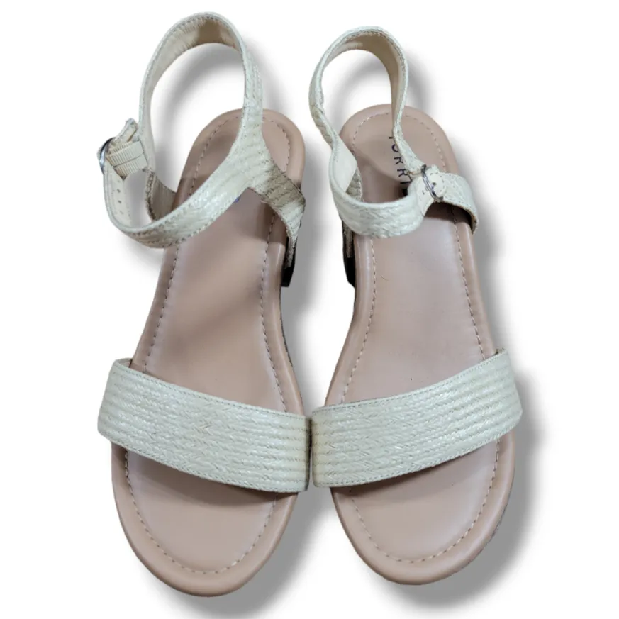 Torrid Shoes Size 9.5WW Jute Double Strap Woodgrain Platform Heel Sandal 4" Heel - Image 4