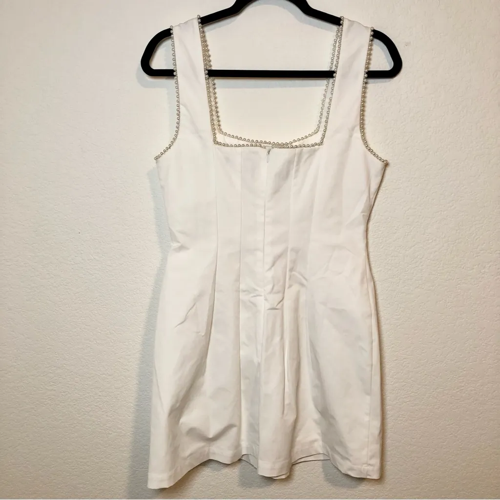 NWOT Pure Hearted White Pearl Square Neck Sleeveless Mini Dress Size M - Image 7