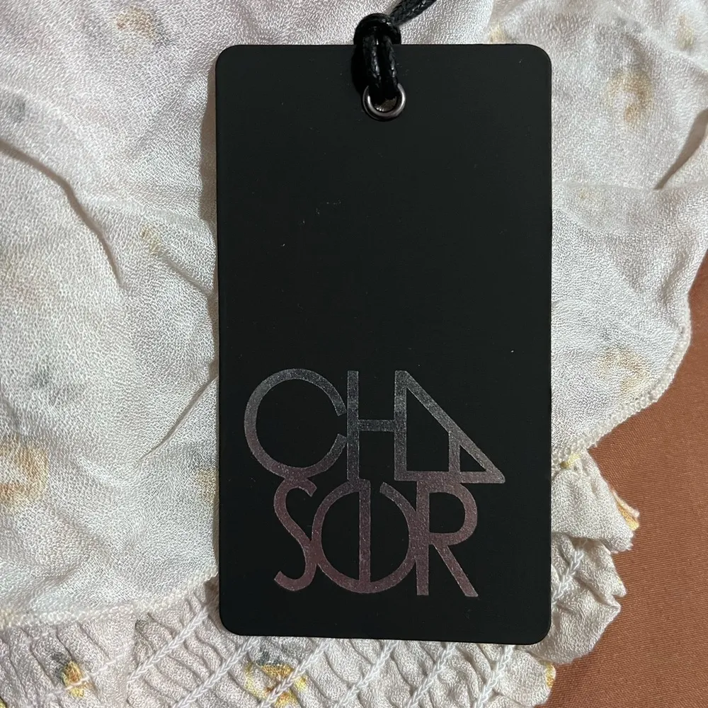 CHASER Gauze Tiered Peplum Smocked Sleeveless Strapless Ruched Tube Top NWT Sz M - Image 5