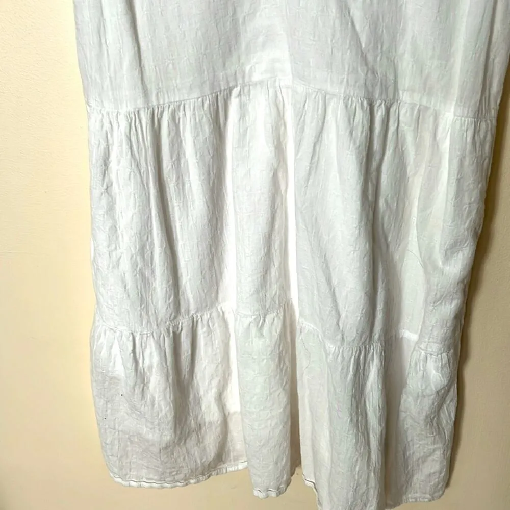 Abercrombie White Cotton Babydoll Mini Dress Tiered Ruffle Sleeves Summer Medium - Image 6