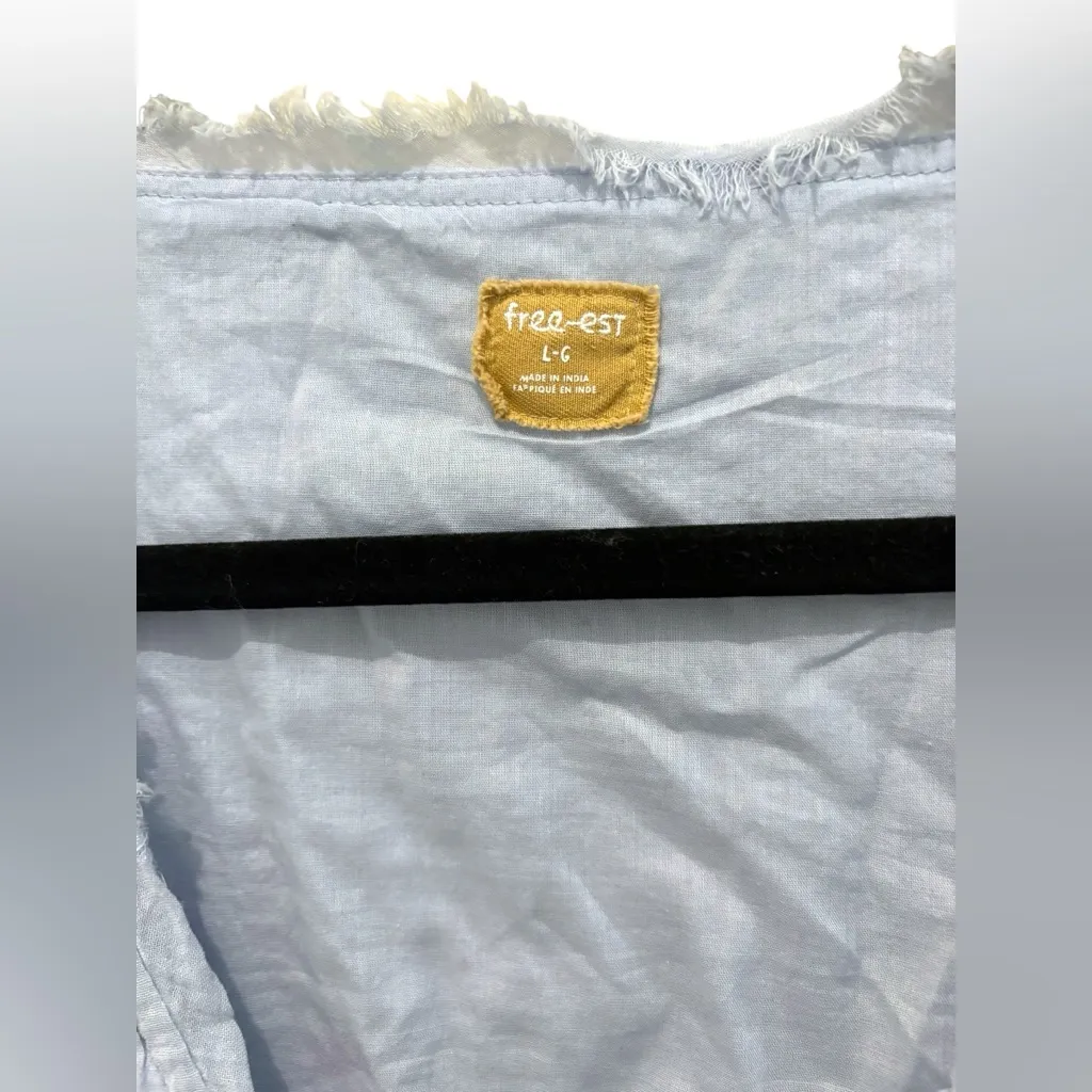 Free People Light Baby Blue v-neck ruffle bow tiered tunic dress - Image 4