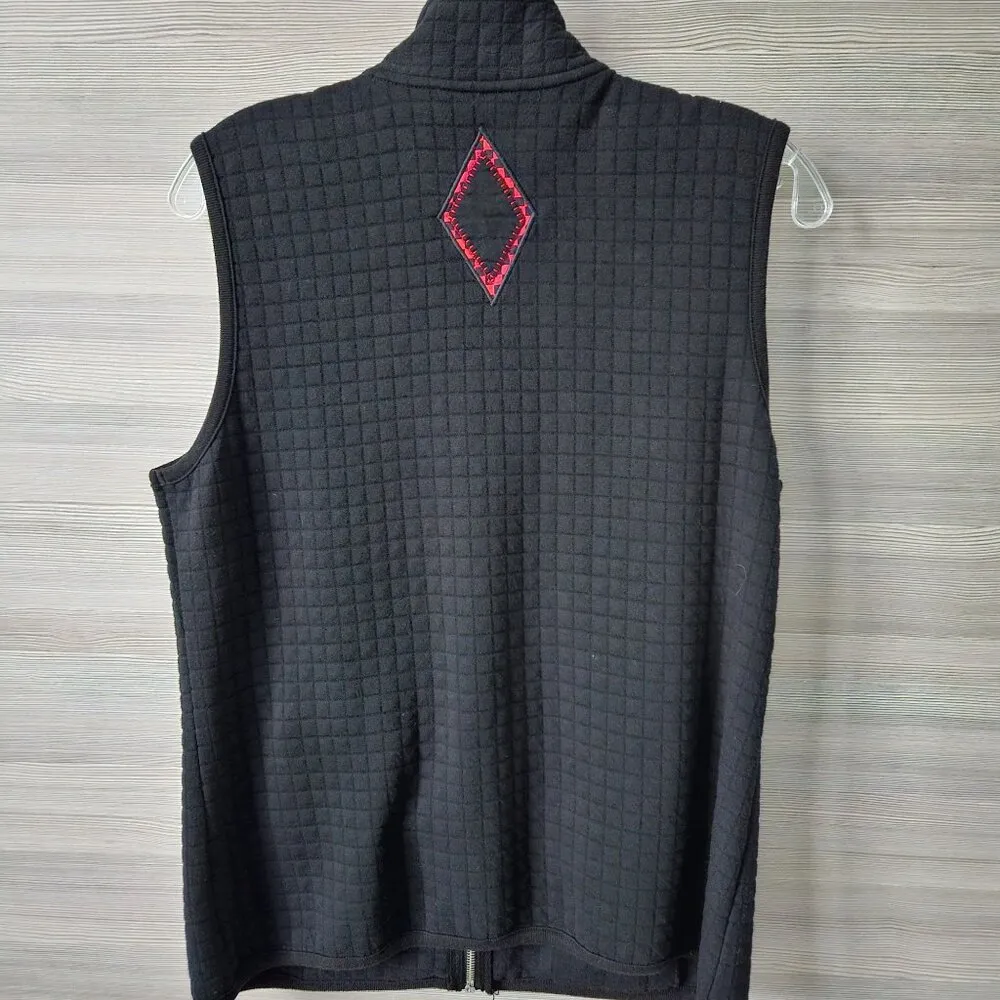 Karen Scott Ohio State Buckeyes Black Quilted Full Zip Vest OSU Patchwork Logo Red Size M - Image 5