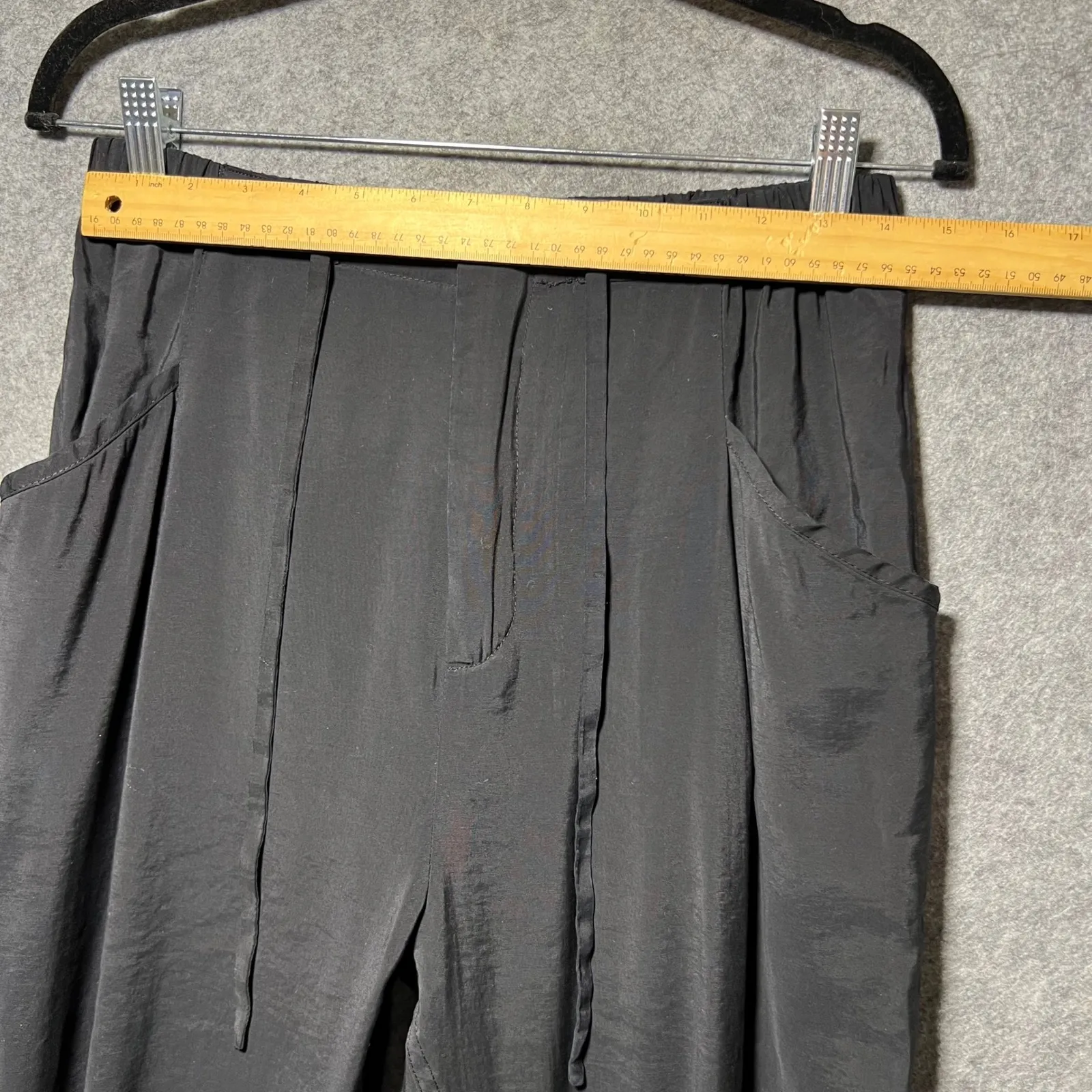 Elodie Black Jogger Pants Elastic Waist Zipper Drawstring Pockets Size M - Image 2