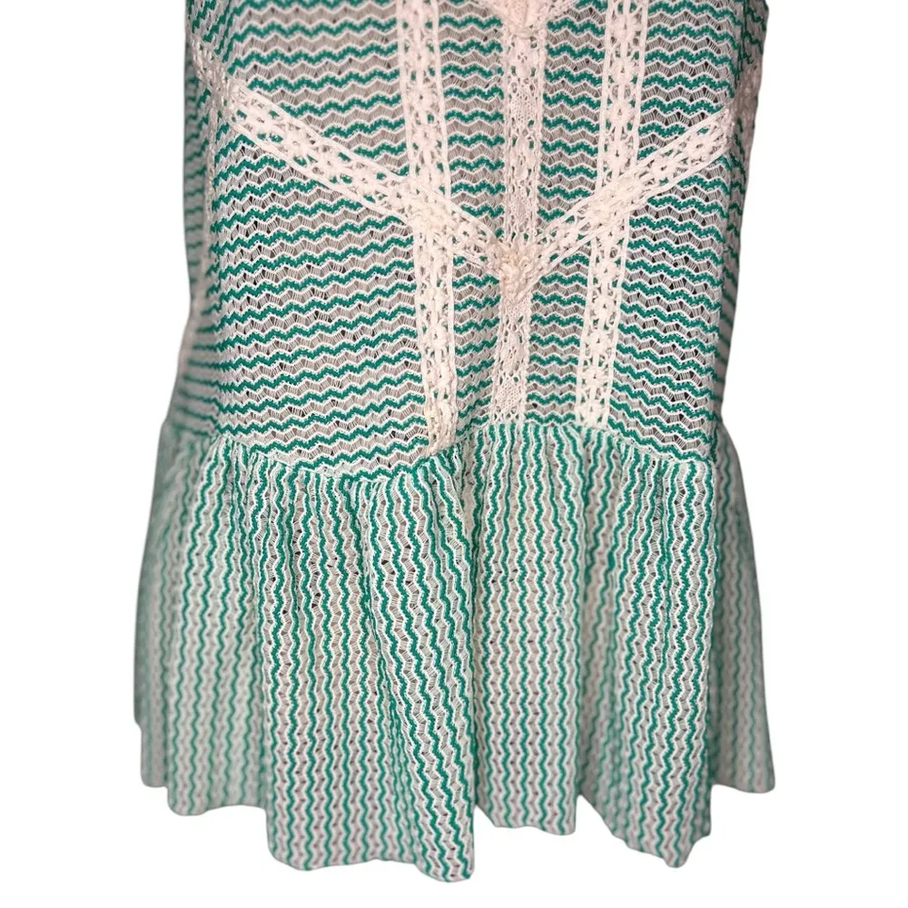 Free People Crochet Peplum Tank Top Green, White, Ivory and Lace is Exquisite - Image 6
