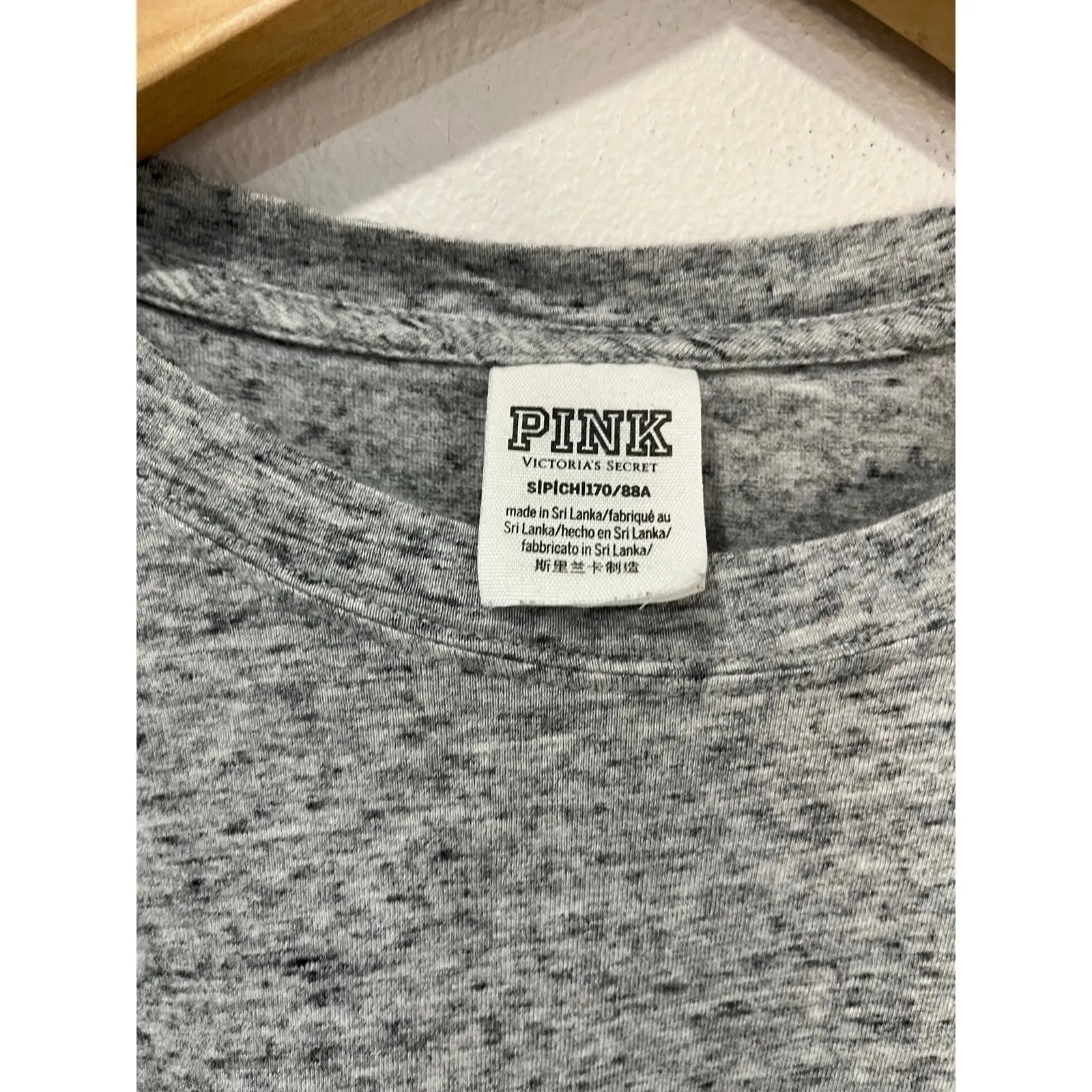 Victoria’s Secret PINK Gray Bling Gold Dog Campus Long Sleeve Tee Size S - Image 5