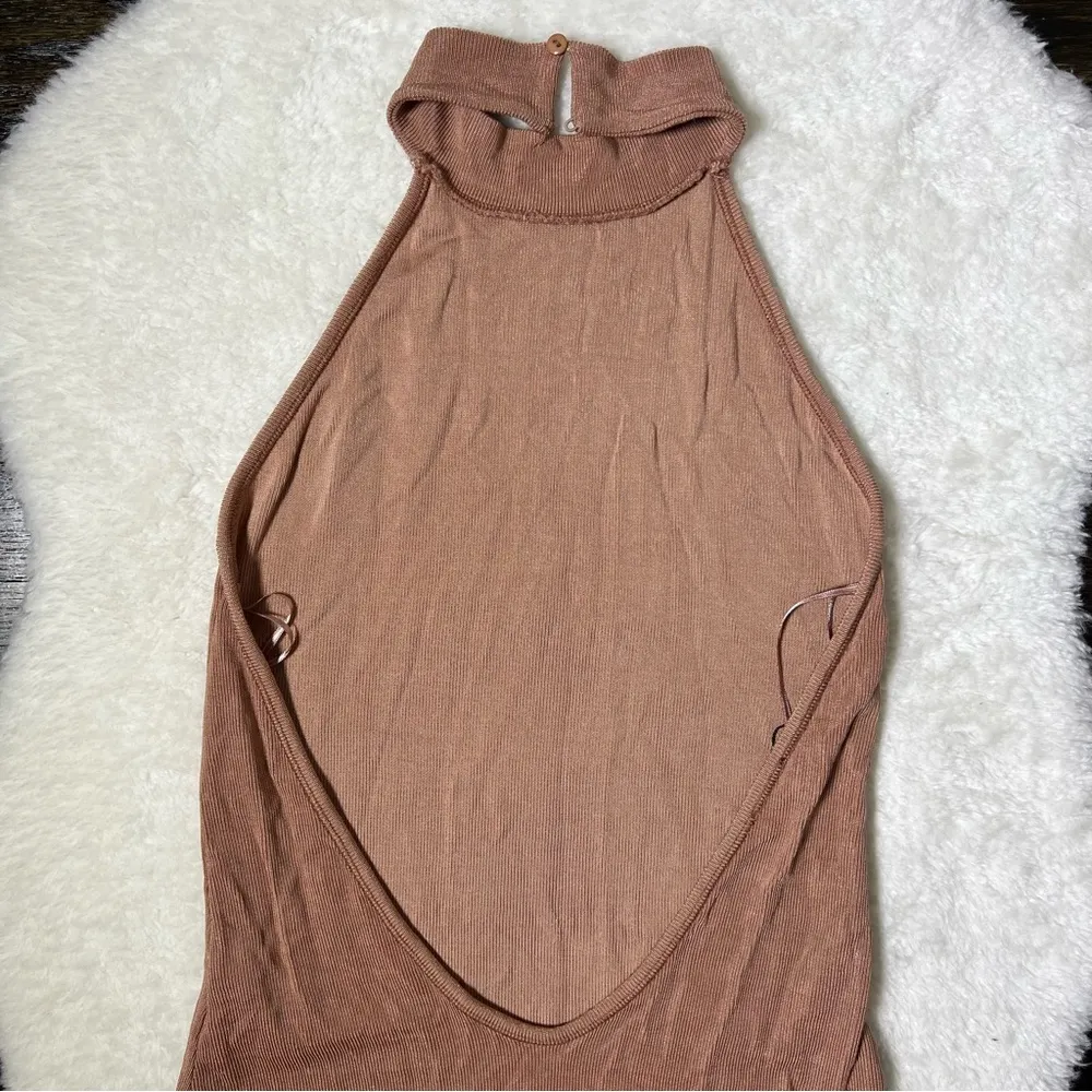 Zara Tan Halter Neck Backless Bodysuit - Image 7