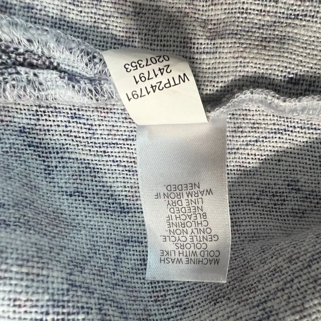 J Jill Pure Top Women Large Purple Blue Hemp Cotton‎ Paisley 3/4 Sleeve Woven - Image 10