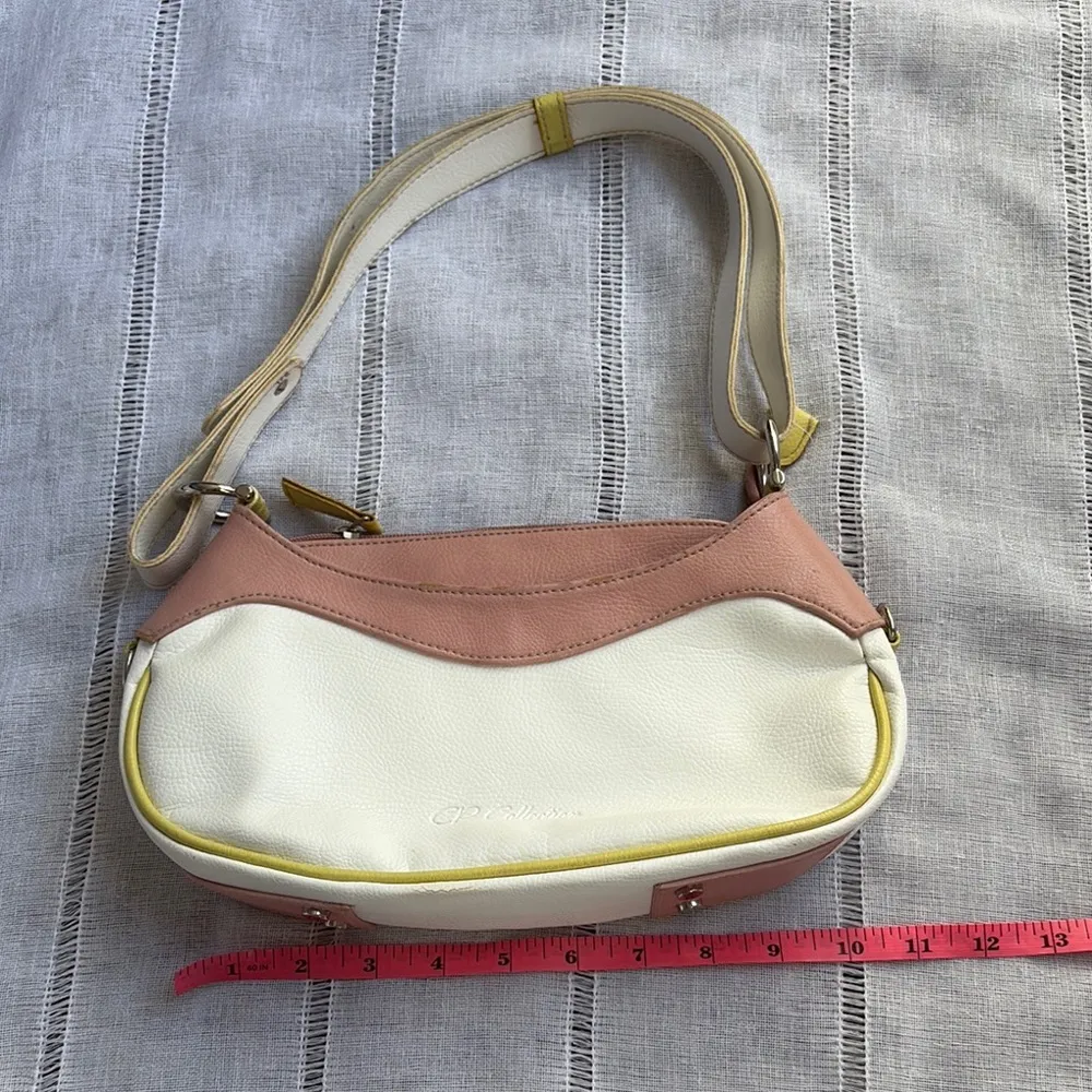 Vintage Cream Shoulder Bag with Pastel Pink and Green Detailing. - Image 13