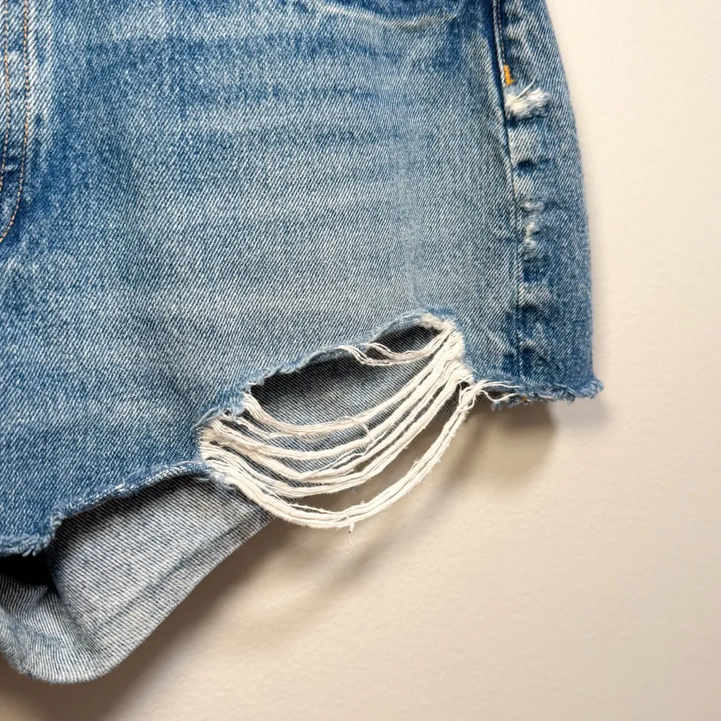 Agolde Parker denim shorts high rise distressed cutoff jean shorts western beach - Image 7