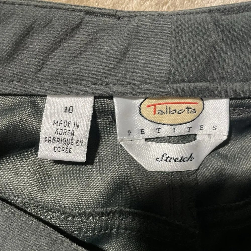 Vtg Talbots Pants Womens 10 Petite Velour Dark Green High Rise Stretch Casual - Image 2