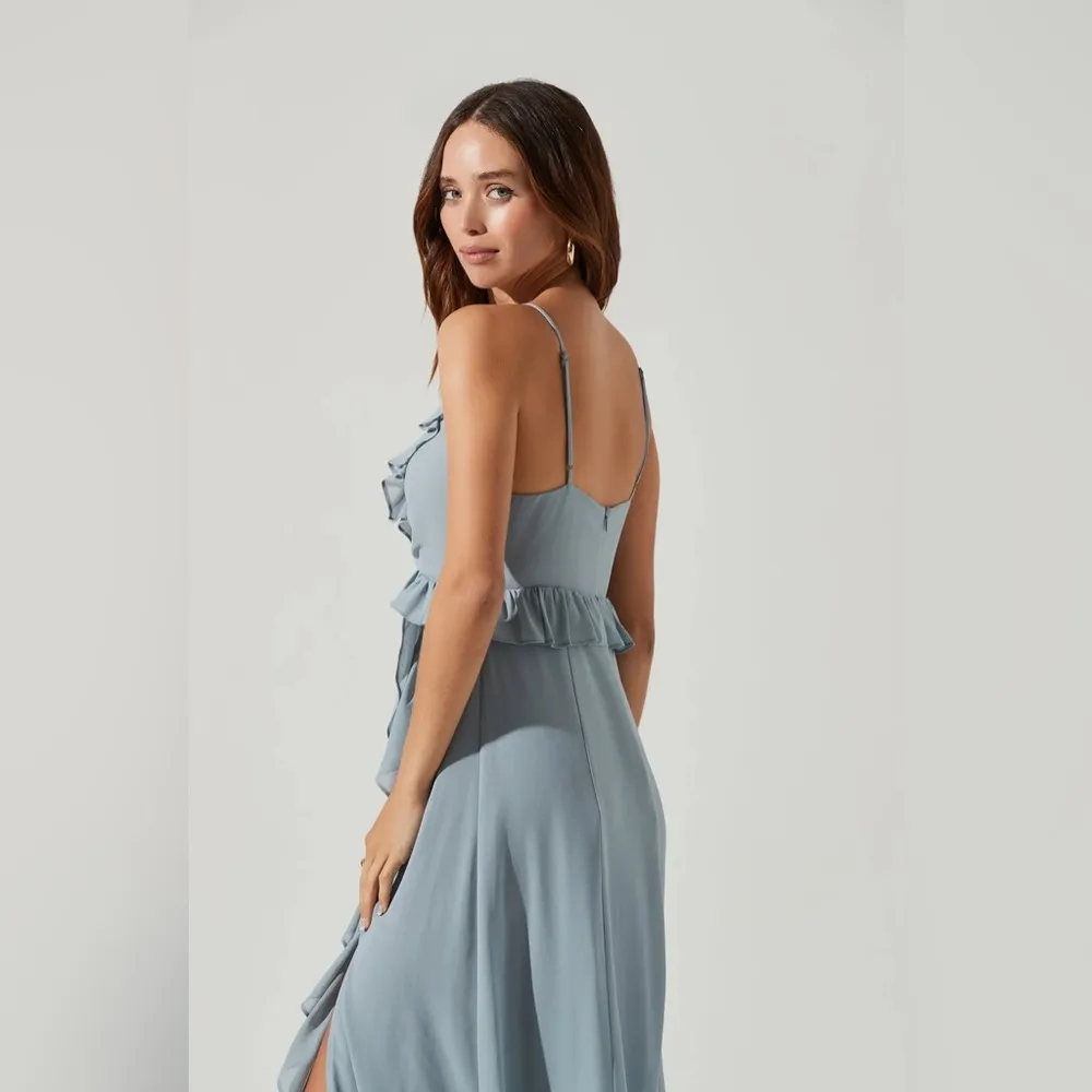 -ADORIA RUFFLE SIDE SLIT MAXI DRESS - Image 4