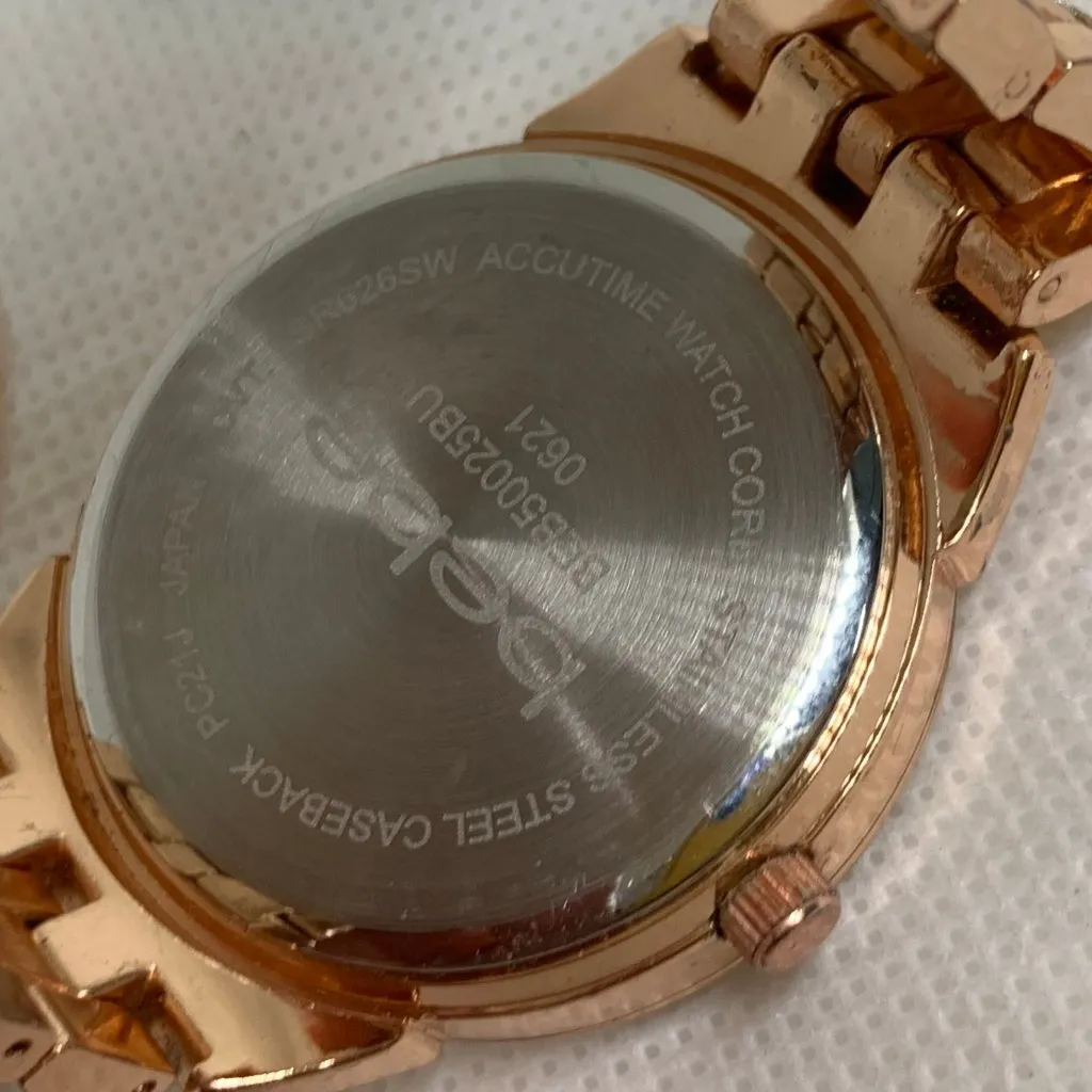 Bebe rose gold tone women’s watch 35mm quartz analog rhinestones running - Image 7