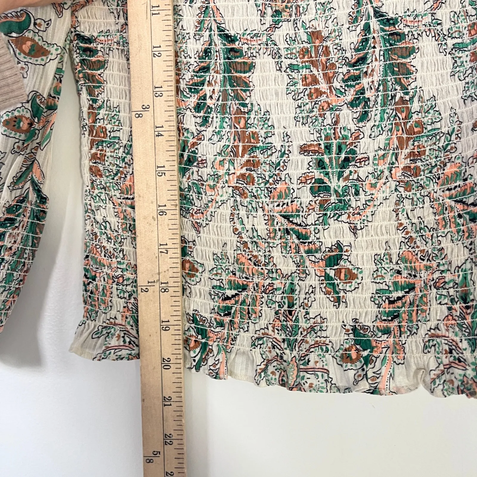 Veronica Beard $398 Kali Smocked‎ Paisley Mock Neck Puff Sleeve Blouse Size 4 - Image 8