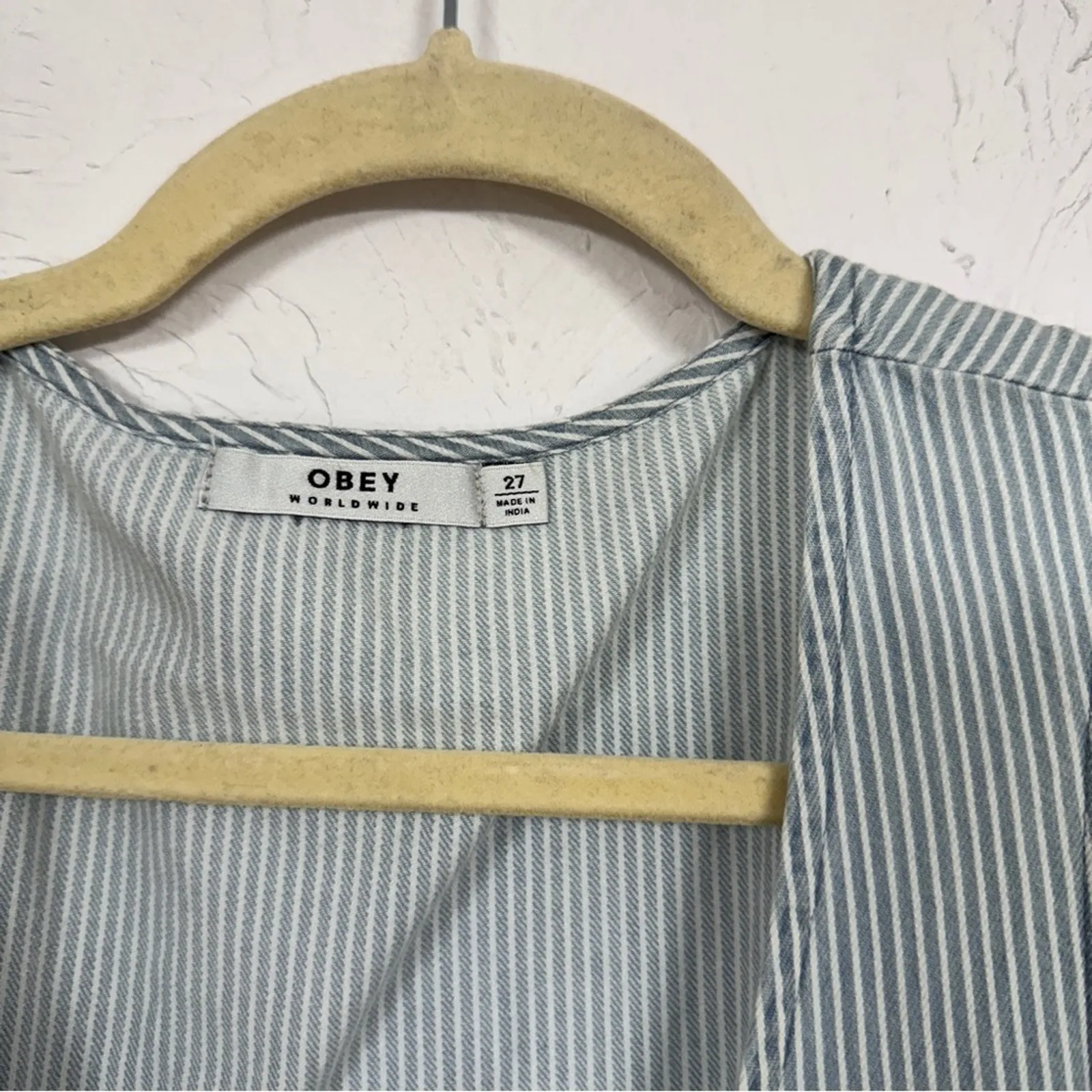 Obey Blue White Striped Sleeveless Jumpsuit Womens 27 Beachy Lightweight Casual - Image 7