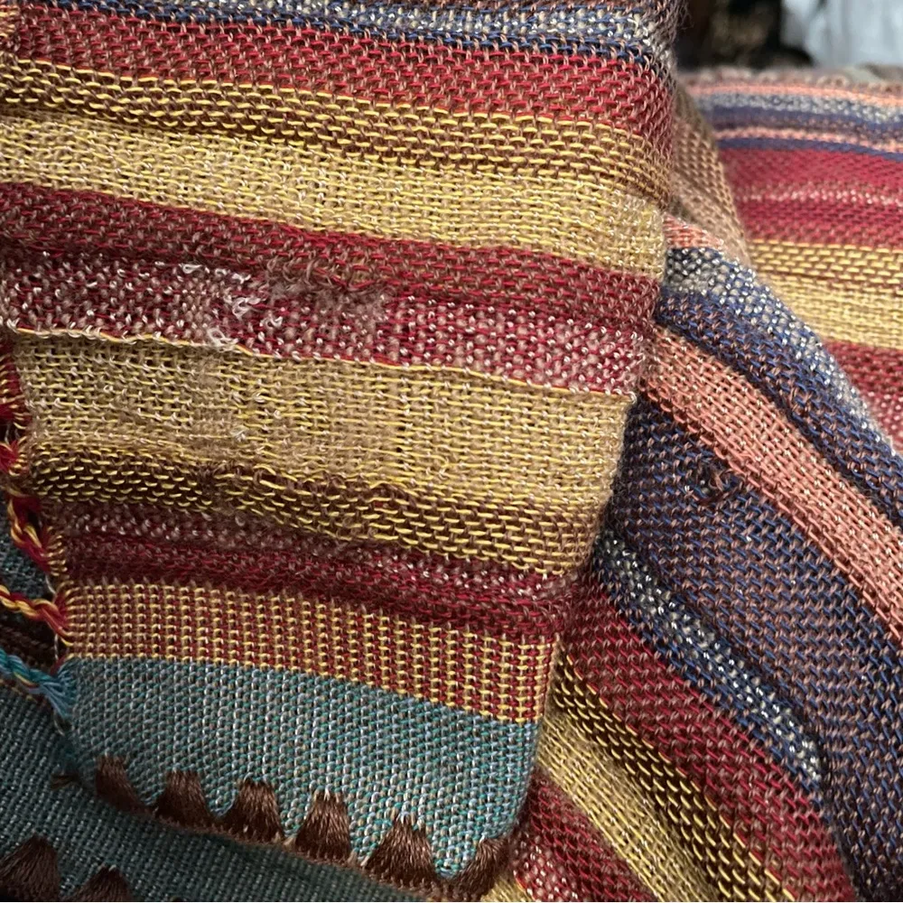 Rhonda Stark Southwestern Italian Acrylic Carnival Stripe Fringe Serape Shawl OS - Image 10