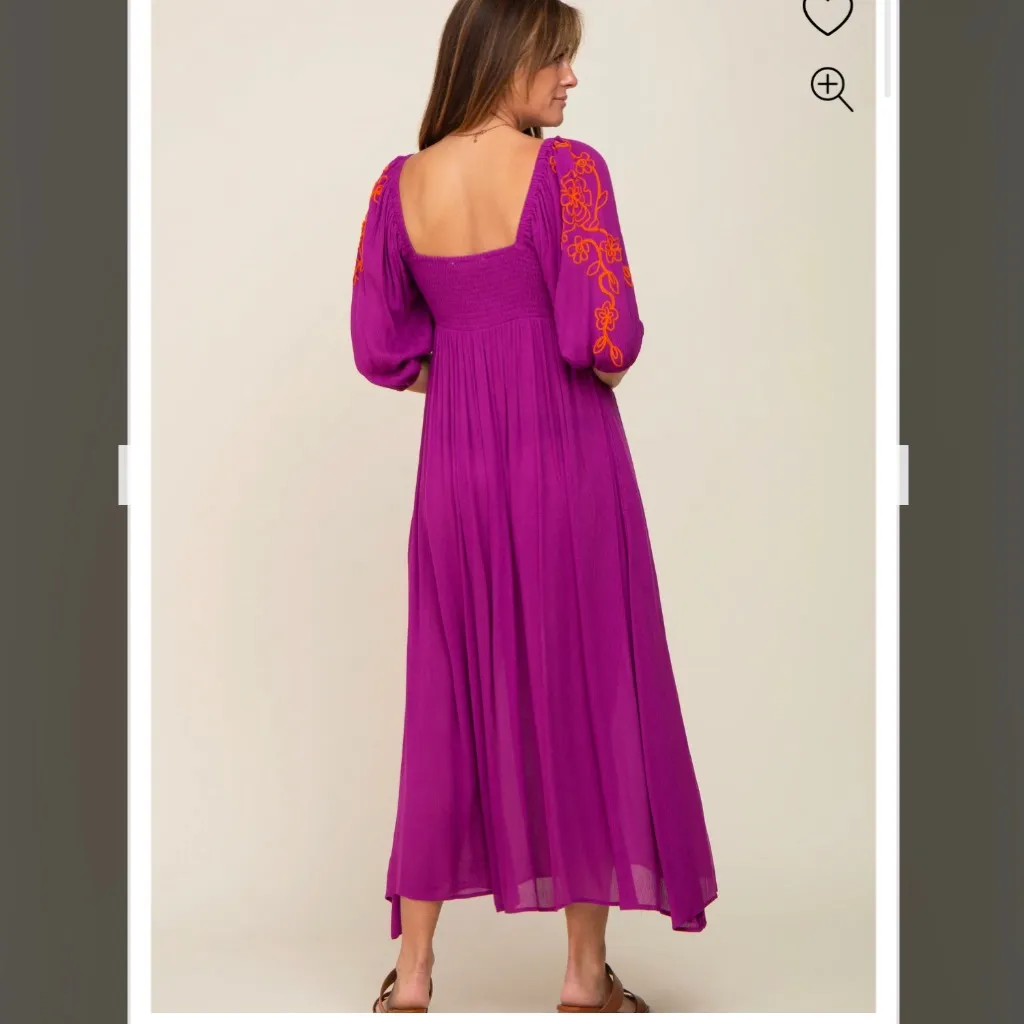 NEW Free People Wedgewood Magenta Embroidered Maxi Dress XS - Image 4