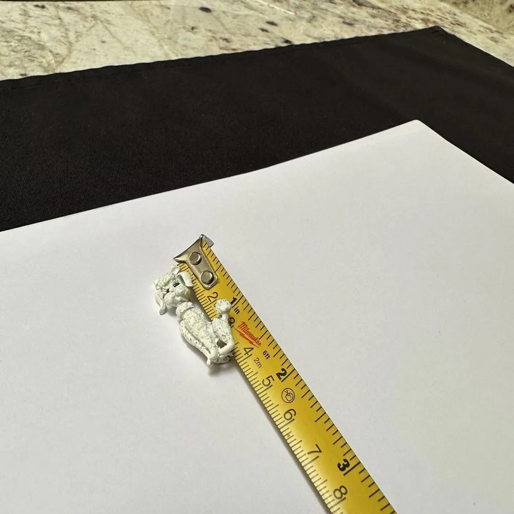 White Enamel Poodle Dog With Green Rhinestone Eyes Brooch Pin - Image 3